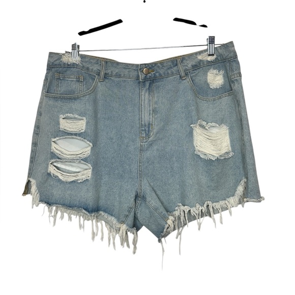 💎 Shein Distressed Denim Shorts Blue - Picture 2 of 10